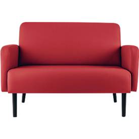 Zweisitzer Sofa meet by Paperflow LISBOA, desinfektionsmittelbeständiger Kunstlederbezug rot, Fußgestell schwarz, B 1240 x T 815 x H 830 mm