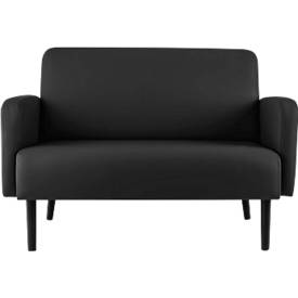 Zweisitzer Sofa meet by Paperflow LISBOA, desinfektionsmittelbeständiger Kunstlederbezug schwarz, Fußgestell schwarz, B 1240 x T 815 x H 830 mm