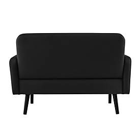 Zweisitzer Sofa meet by Paperflow LISBOA, desinfektionsmittelbeständiger Kunstlederbezug schwarz, Fußgestell schwarz, B 1240 x T 815 x H 830 mm
