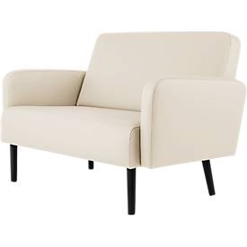 Zweisitzer Sofa meet by Paperflow LISBOA, desinfektionsmittelbeständiger Kunstlederbezug weiß, Fußgestell schwarz, B 1240 x T 815 x H 830 mm
