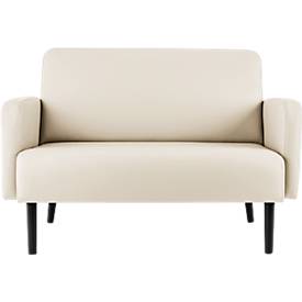 Zweisitzer Sofa meet by Paperflow LISBOA, desinfektionsmittelbeständiger Kunstlederbezug weiß, Fußgestell schwarz, B 1240 x T 815 x H 830 mm