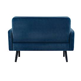 Zweisitzer Sofa meet by Paperflow LISBOA, Samtbezug blau, Fußgestell schwarz, B 1240 x T 815 x H 830 mm