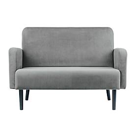Zweisitzer Sofa meet by Paperflow LISBOA, Samtbezug grau, Fußgestell schwarz, B 1240 x T 815 x H 830 mm