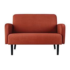 Zweisitzer Sofa meet by Paperflow LISBOA, Samtbezug rostfarben, Fußgestell schwarz, B 1240 x T 815 x H 830 mm