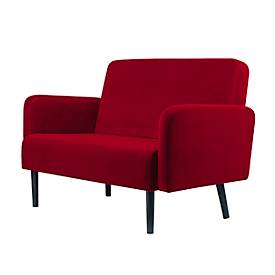 Zweisitzer Sofa meet by Paperflow LISBOA, Samtbezug rot, Fußgestell schwarz, B 1240 x T 815 x H 830 mm