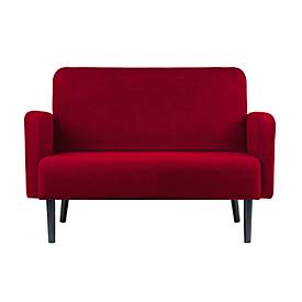 Zweisitzer Sofa meet by Paperflow LISBOA, Samtbezug rot, Fußgestell schwarz, B 1240 x T 815 x H 830 mm