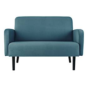 Zweisitzer Sofa meet by Paperflow LISBOA, Stoffbezug blau, Fußgestell schwarz, B 1240 x T 815 x H 830 mm
