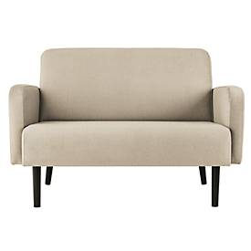 Zweisitzer Sofa meet by Paperflow LISBOA, Stoffbezug elfenbeinfarben, Fußgestell schwarz, B 1240 x T 815 x H 830 mm