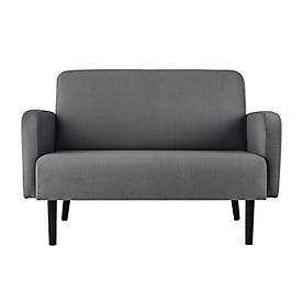 Zweisitzer Sofa meet by Paperflow LISBOA, Stoffbezug grau, Fußgestell schwarz, B 1240 x T 815 x H 830 mm