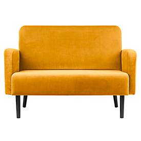 Zweisitzer Sofa meet by Paperflow LISBOA, Stoffbezug safran, Fußgestell schwarz, B 1240 x T 815 x H 830 mm