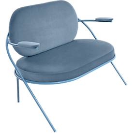 Zweisitzer Sofa Meet by Paperflow Saturne, mit Armlehnen, B 1180 x T 730 x H 880 mm, Stahlrohr, Kunstleder, Blau/Blau