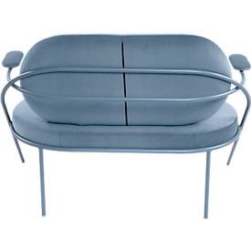 Zweisitzer Sofa meet by Paperflow Saturne, mit Armlehnen, B 1180 x T 730 x H 880 mm, Stahlrohr, Kunstleder, Blau/Blau