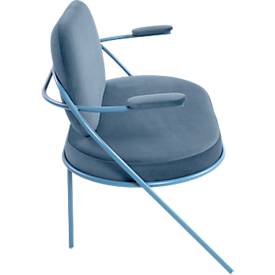 Zweisitzer Sofa meet by Paperflow Saturne, mit Armlehnen, B 1180 x T 730 x H 880 mm, Stahlrohr, Kunstleder, Blau/Blau