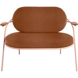 Zweisitzer Sofa meet by Paperflow Saturne, mit Armlehnen, B 1180 x T 730 x H 880 mm, Stahlrohr, Kunstleder, Rosa/Rost