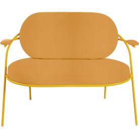 Zweisitzer Sofa meet by Paperflow Saturne, mit Armlehnen, B 1180 x T 730 x H 880 mm, Stahlrohr, Kunstleder, Safran/Safran