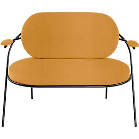 Zweisitzer Sofa meet by Paperflow Saturne, mit Armlehnen, B 1180 x T 730 x H 880 mm, Stahlrohr, Kunstleder, Schwarz/Safran