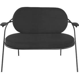 Zweisitzer Sofa meet by Paperflow Saturne, mit Armlehnen, B 1180 x T 730 x H 880 mm, Stahlrohr, Kunstleder, Schwarz/Schwarz