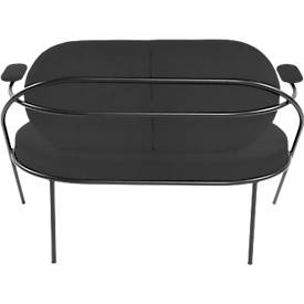 Zweisitzer Sofa meet by Paperflow Saturne, mit Armlehnen, B 1180 x T 730 x H 880 mm, Stahlrohr, Kunstleder, Schwarz/Schwarz