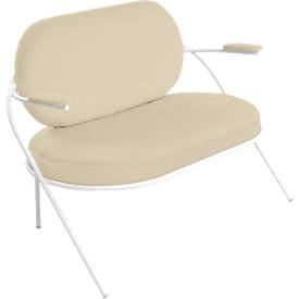 Zweisitzer Sofa meet by Paperflow Saturne, mit Armlehnen, B 1180 x T 730 x H 880 mm, Stahlrohr, Kunstleder, Weiß/Elfenbein