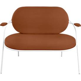 Zweisitzer Sofa meet by Paperflow Saturne, mit Armlehnen, B 1180 x T 730 x H 880 mm, Stahlrohr, Kunstleder, Weiß/Rost