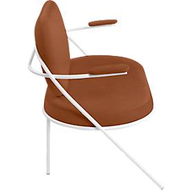 Zweisitzer Sofa meet by Paperflow Saturne, mit Armlehnen, B 1180 x T 730 x H 880 mm, Stahlrohr, Kunstleder, Weiß/Rost