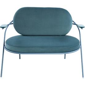 Zweisitzer Sofa Meet by Paperflow Saturne, mit Armlehnen, B 1180 x T 730 x H 880 mm, Stahlrohr, Samt, Blau/Blau