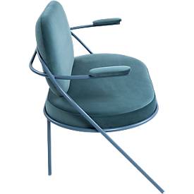 Zweisitzer Sofa meet by Paperflow Saturne, mit Armlehnen, B 1180 x T 730 x H 880 mm, Stahlrohr, Samt, Blau/Blau