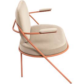 Zweisitzer Sofa meet by Paperflow Saturne, mit Armlehnen, B 1180 x T 730 x H 880 mm, Stahlrohr, Samt, Rosa/Elfenbein