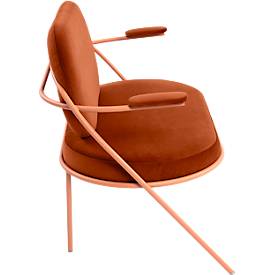 Zweisitzer Sofa meet by Paperflow Saturne, mit Armlehnen, B 1180 x T 730 x H 880 mm, Stahlrohr, Samt, Rosa/Rost