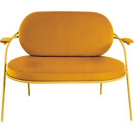 Zweisitzer Sofa meet by Paperflow Saturne, mit Armlehnen, B 1180 x T 730 x H 880 mm, Stahlrohr, Samt, Safran/Safran