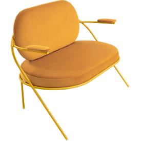 Zweisitzer Sofa meet by Paperflow Saturne, mit Armlehnen, B 1180 x T 730 x H 880 mm, Stahlrohr, Samt, Safran/Safran