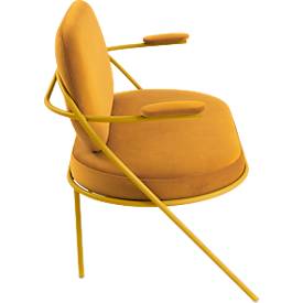 Zweisitzer Sofa meet by Paperflow Saturne, mit Armlehnen, B 1180 x T 730 x H 880 mm, Stahlrohr, Samt, Safran/Safran