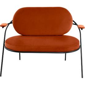 Zweisitzer Sofa meet by Paperflow Saturne, mit Armlehnen, B 1180 x T 730 x H 880 mm, Stahlrohr, Samt, Schwarz/Rost