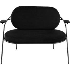 Zweisitzer Sofa meet by Paperflow Saturne, mit Armlehnen, B 1180 x T 730 x H 880 mm, Stahlrohr, Samt, Schwarz/Schwarz