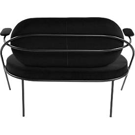 Zweisitzer Sofa meet by Paperflow Saturne, mit Armlehnen, B 1180 x T 730 x H 880 mm, Stahlrohr, Samt, Schwarz/Schwarz