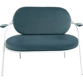 Zweisitzer Sofa meet by Paperflow Saturne, mit Armlehnen, B 1180 x T 730 x H 880 mm, Stahlrohr, Samt, Weiß/Blau