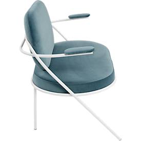 Zweisitzer Sofa meet by Paperflow Saturne, mit Armlehnen, B 1180 x T 730 x H 880 mm, Stahlrohr, Samt, Weiß/Blau