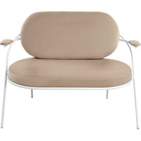 Zweisitzer Sofa Meet by Paperflow Saturne, mit Armlehnen, B 1180 x T 730 x H 880 mm, Stahlrohr, Samt, Weiß/Elfenbein