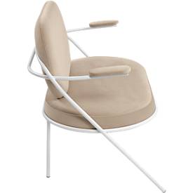 Zweisitzer Sofa meet by Paperflow Saturne, mit Armlehnen, B 1180 x T 730 x H 880 mm, Stahlrohr, Samt, Weiß/Elfenbein