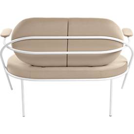 Zweisitzer Sofa meet by Paperflow Saturne, mit Armlehnen, B 1180 x T 730 x H 880 mm, Stahlrohr, Samt, Weiß/Elfenbein