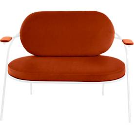 Zweisitzer Sofa meet by Paperflow Saturne, mit Armlehnen, B 1180 x T 730 x H 880 mm, Stahlrohr, Samt, Weiß/Rost