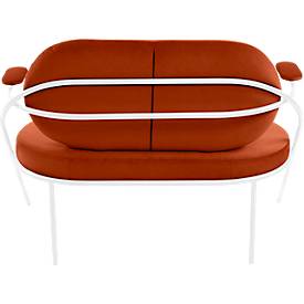 Zweisitzer Sofa meet by Paperflow Saturne, mit Armlehnen, B 1180 x T 730 x H 880 mm, Stahlrohr, Samt, Weiß/Rost