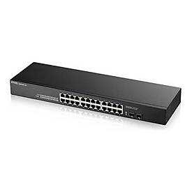 Zyxel GS1100 Series GS1100-24 - Switch - unmanaged - 24 x 10/100/1000 + 2 x SFP (mini-GBIC) (Uplink) - an Rack montierba