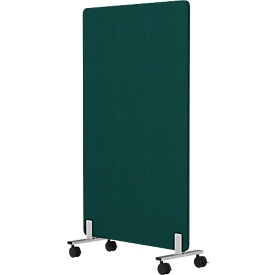  Akoestische scheidingswand, verrijdbaar op wielen, 30 mm dik, B 800 x H 1400 mm, groen