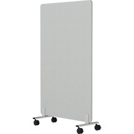  Akoestische scheidingswand, verrijdbaar op wielen, 30 mm dik, B 800 x H 1400 mm, lichtgrijs