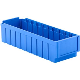 Bac de rayonnage RK 521, polystyrène, L 508 x l. 162 x H 115 mm, 10 compartiments, pour étagère de 500 mm de profondeur, bleu