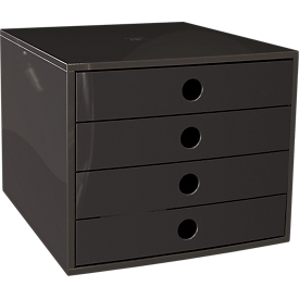  Exacompta FILIBOX EcoBlack, caisson à 4 tiroirs, noir – plastique recyclé, label « Blauer Engel »