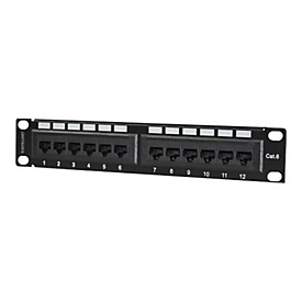 "Intellinet 10"" 12-Port Cat6 Patchpanel, UTP, 10"", 1 HE, schwarz - Patch Panel - 1U - 10"""