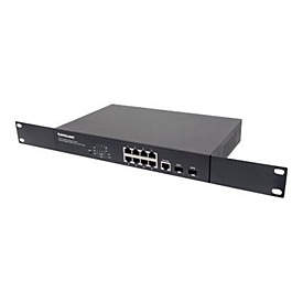 "Intellinet 8-Port Gigabit Ethernet PoE+ Web-Managed Switch with 2 SFP Ports, IEEE 802.3at/af Power over Ethernet (PoE+/PoE) Compliant, 140 W, Endspan, Desktop, 19"" Rackmount, Box - Switch - 8 Anschlüsse - managed - an Rack montierbar"