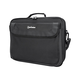 "Manhattan Cambridge Laptop Bag 15.6"", Clamshell Design, Black, LOW COST, Accessories Pocket, Document Compartment on Back, Shoulder Strap (removable), Equivalent to Targus TAR300, Notebook Case, Three Year Warranty - Notebook-Tasche"